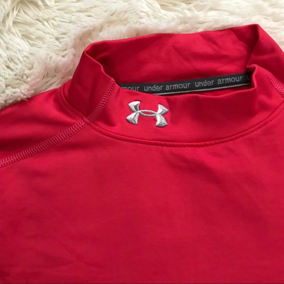 UA ColdGear Pink Mock Neck Long Sleeve Shirt - Picture 4 of 6